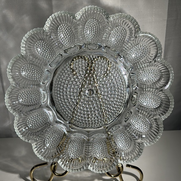 Vintage 1960s Indiana Clear Glass Hobnail Deviled Egg Dish - Picture 7 of 12